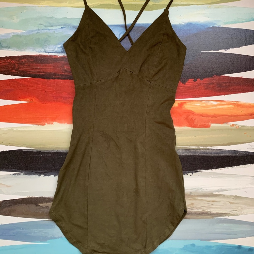 Olive Green Velvet Dress